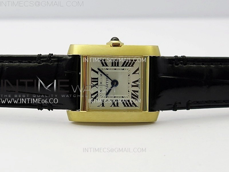 Tank Francaise Ladies 21.2mm YG 8848F 1:1 Best Edition Silver Dial on Black Leather Strap Ronda Quartz V2